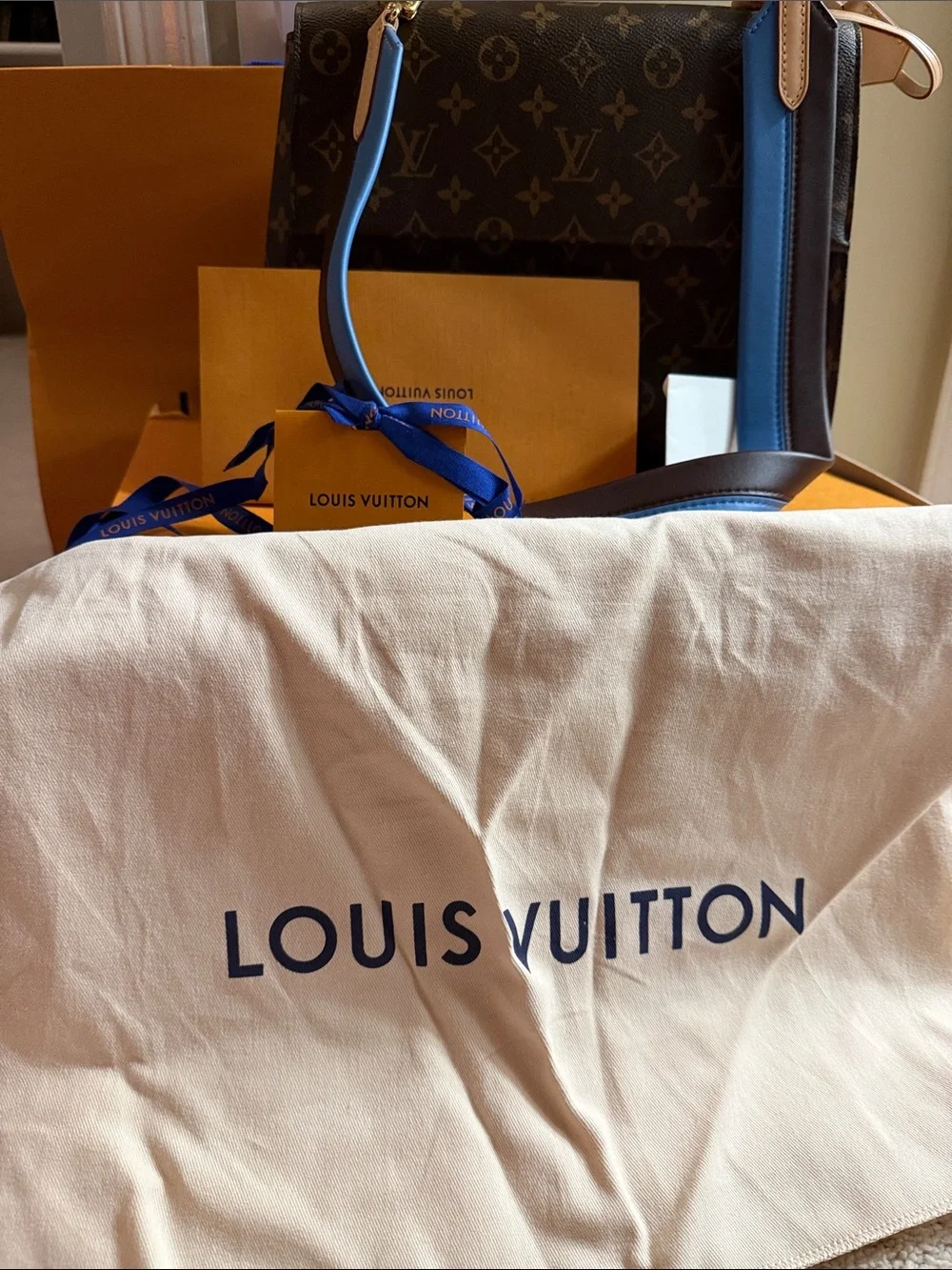 Louis Vuitton Monogram Top Handle Satchel in Brown and Gold